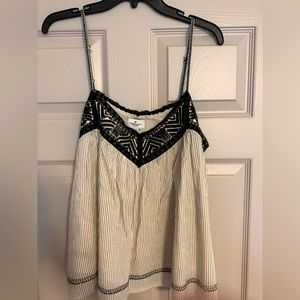 American Eagle Outfitters Embroidered/linen | Spaghetti Straps Top XL